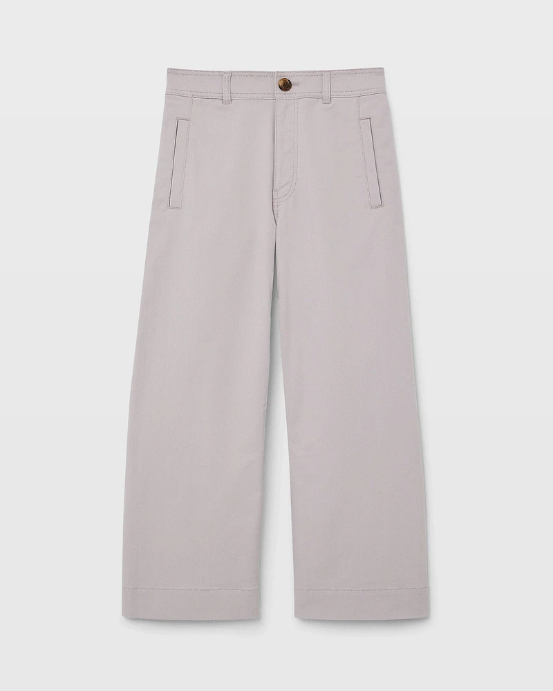 High Rise Cropped Twill Pant