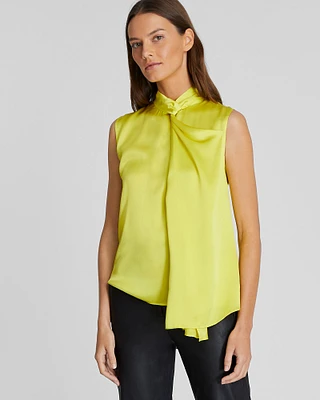Silk Charmeuse Front Drape Top