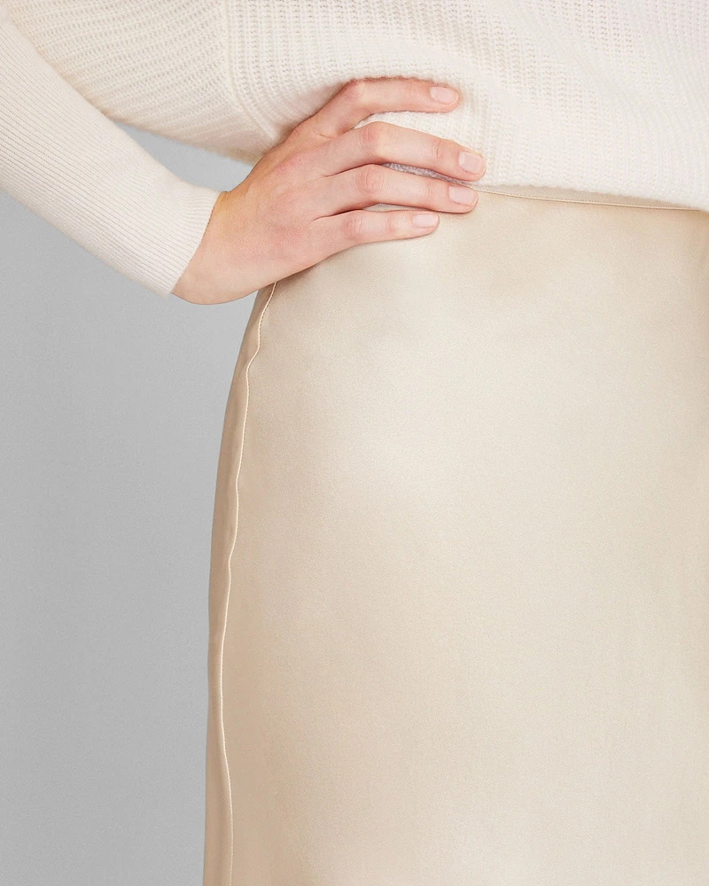 Silk Charmeuse Midi Skirt