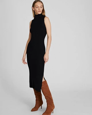 Sleeveless Merino Wool Turtleneck Midi Dress