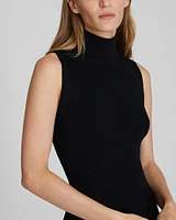 Sleeveless Merino Wool Turtleneck Midi Dress