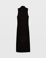 Sleeveless Merino Wool Turtleneck Midi Dress