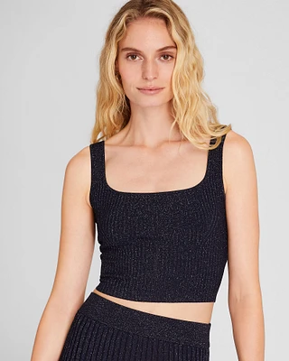 Metallic Rib Knit Crop Top