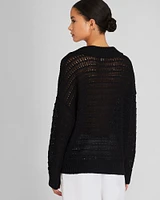Mixed Stitch Oversized Johnny Collar Sweater