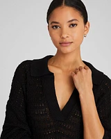 Mixed Stitch Oversized Johnny Collar Sweater
