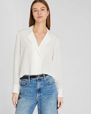 Silk Open-Neck Blouse