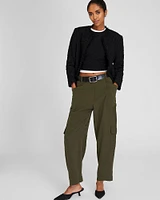 Collarless Bouclé Fringe Jacket