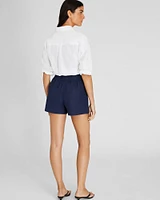 Linen Blend Pull-On Short