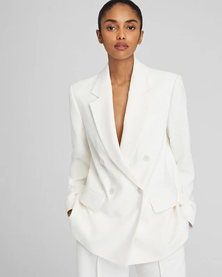 Relaxed Double Breasted Crepe Blazer