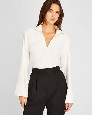 Plush Ribbed Quarter-Zip Sweater