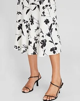 Printed Linen-Blend Midi Skirt