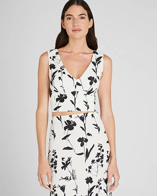 Printed V-Neck Shell Top