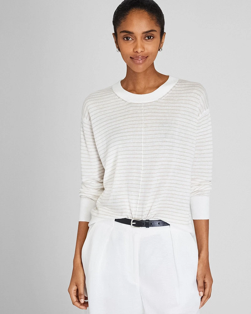 Signature Stripe Linen Crewneck Sweater
