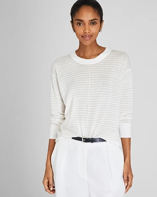 Signature Stripe Linen Crewneck Sweater