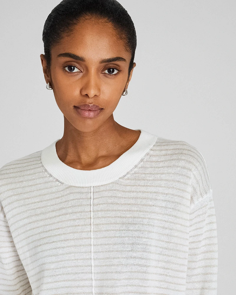 Signature Stripe Linen Crewneck Sweater