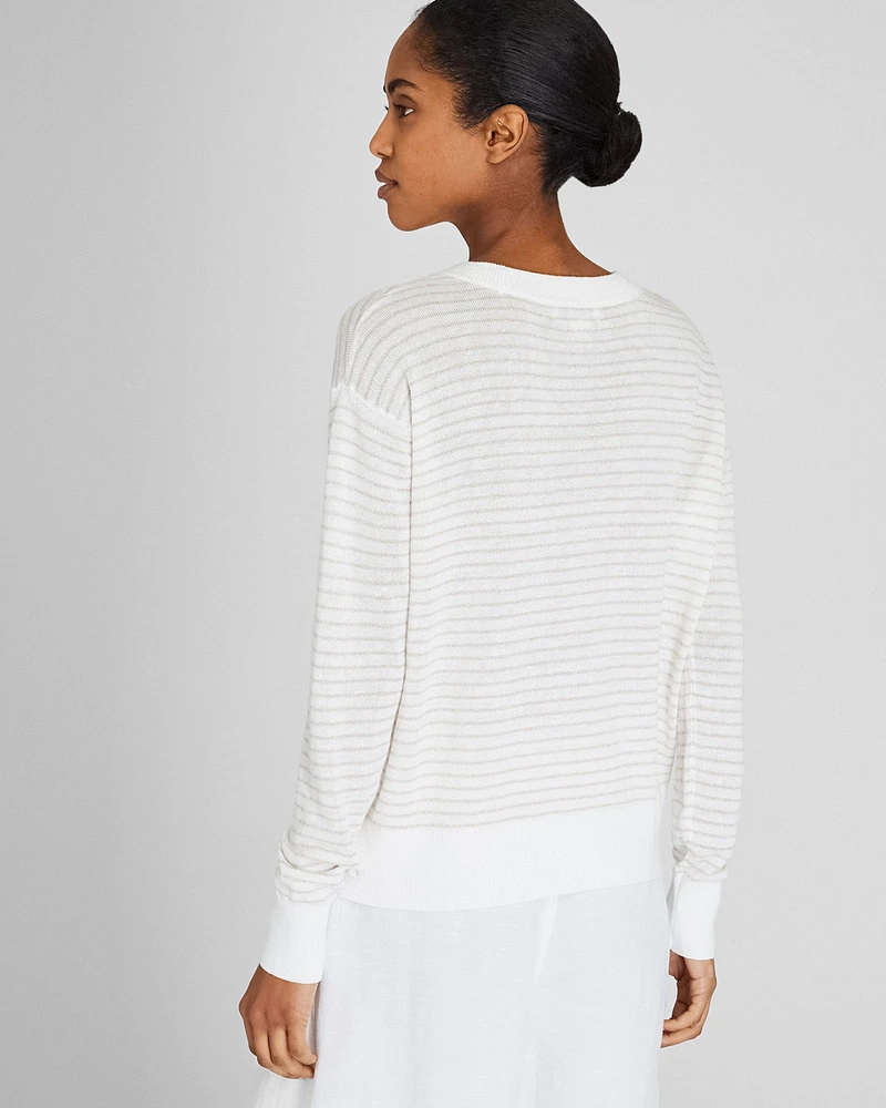 Signature Stripe Linen Crewneck Sweater