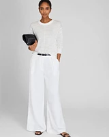 Signature Stripe Linen Crewneck Sweater