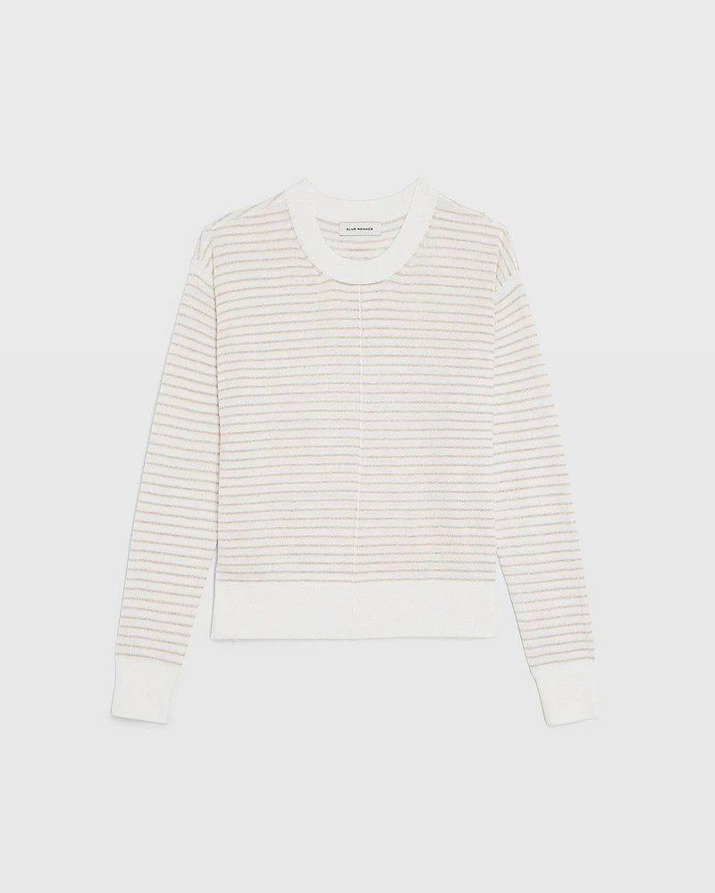 Signature Stripe Linen Crewneck Sweater