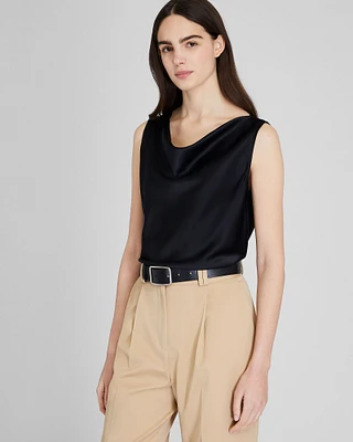 Silk Charmeuse Cowl Neck Shirt