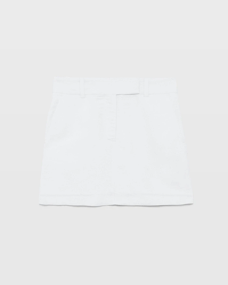 Trouser Style Linen-Blend Mini Skirt