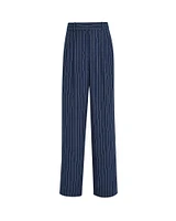 Pinstripe Pleated Linen Blend Trouser