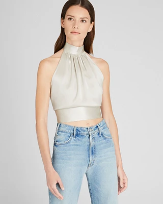 Silk Charmeuse Tie Halter Top
