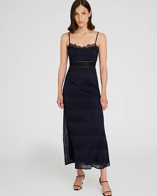 Lace Insert Midi Dress