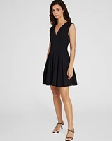 Waisted Pleat Mini Dress