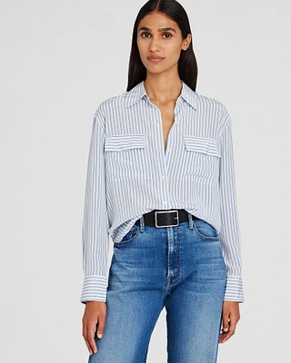 Striped Silk Utility Shirt