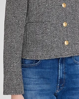 Collarless Tweed Jacket