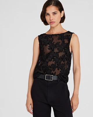 Sheer Jacquard Shell Top