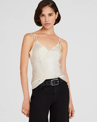 Silk Charmeuse Double-Neckline Cami