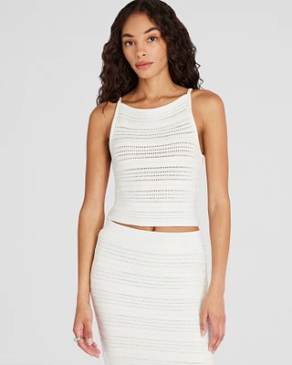 Cotton Open-Stitch Sleeveless Top