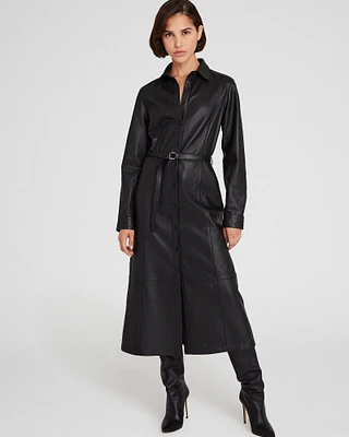 Leather Midi Shirt Dress