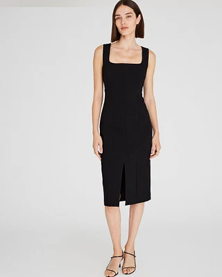 Fitted Crepe Midi Dress