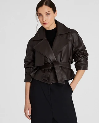 Cropped Leather Trench