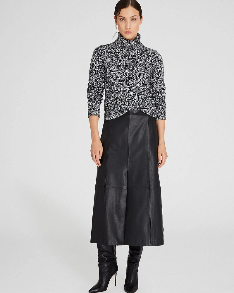 Wool-Blend Marled Turtleneck Sweater
