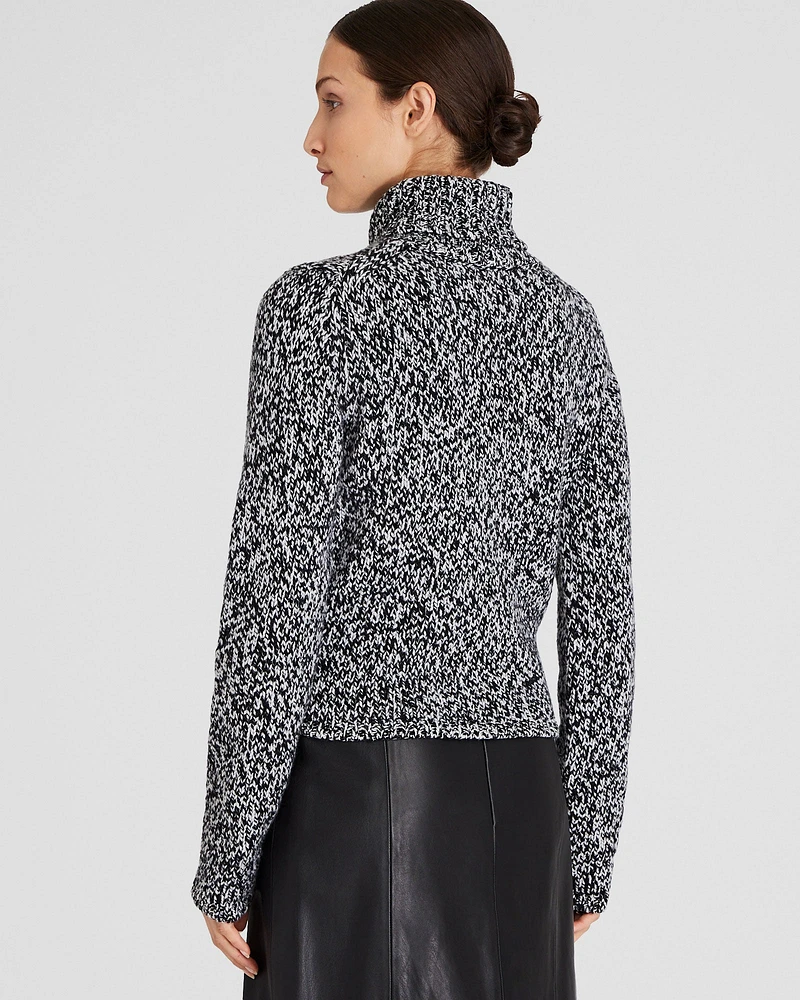 Wool-Blend Marled Turtleneck Sweater