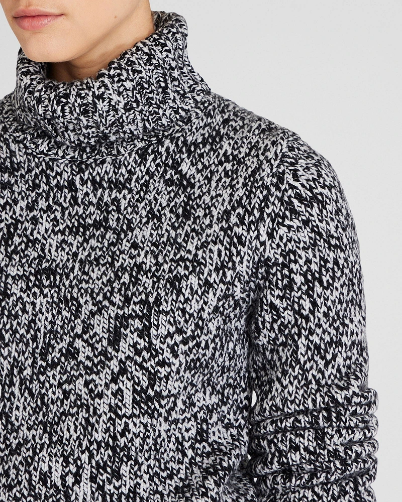 Wool-Blend Marled Turtleneck Sweater