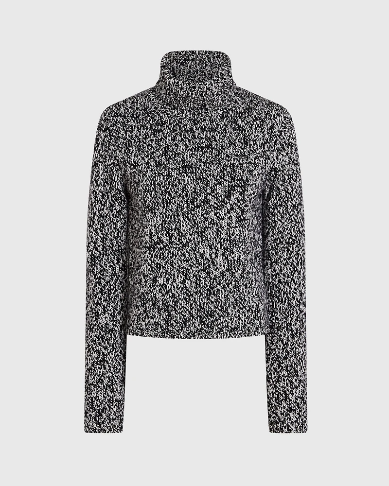 Wool-Blend Marled Turtleneck Sweater