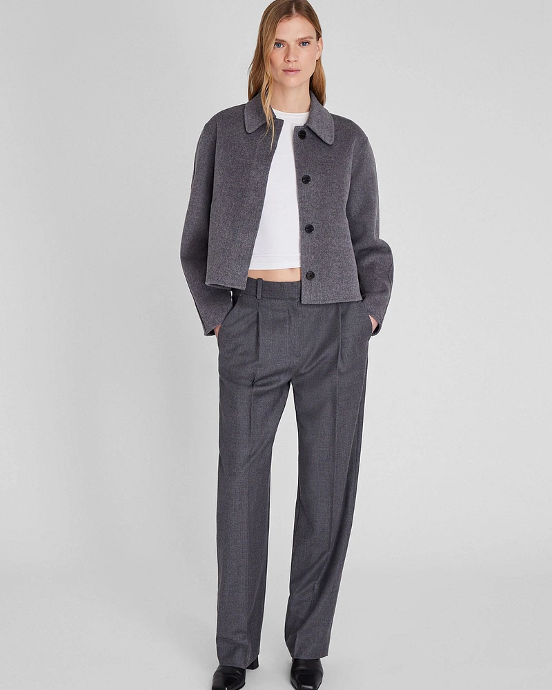 Cropped Double-Faced Wool Blend Jacket