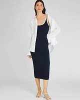 Textured Ribbed Tank Dress With Contrast Trim