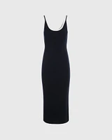 Textured Ribbed Tank Dress With Contrast Trim