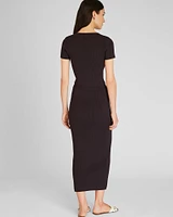 Textured Ribbed Fitted Maxi Skirt