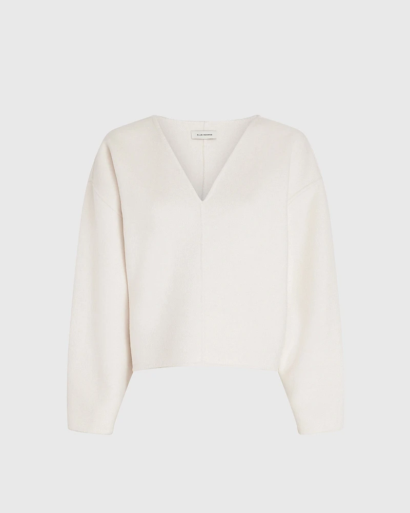 Double-Faced Wool Blend Sweater Top