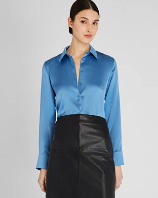 Slim Fit Silk Charmeuse Shirt