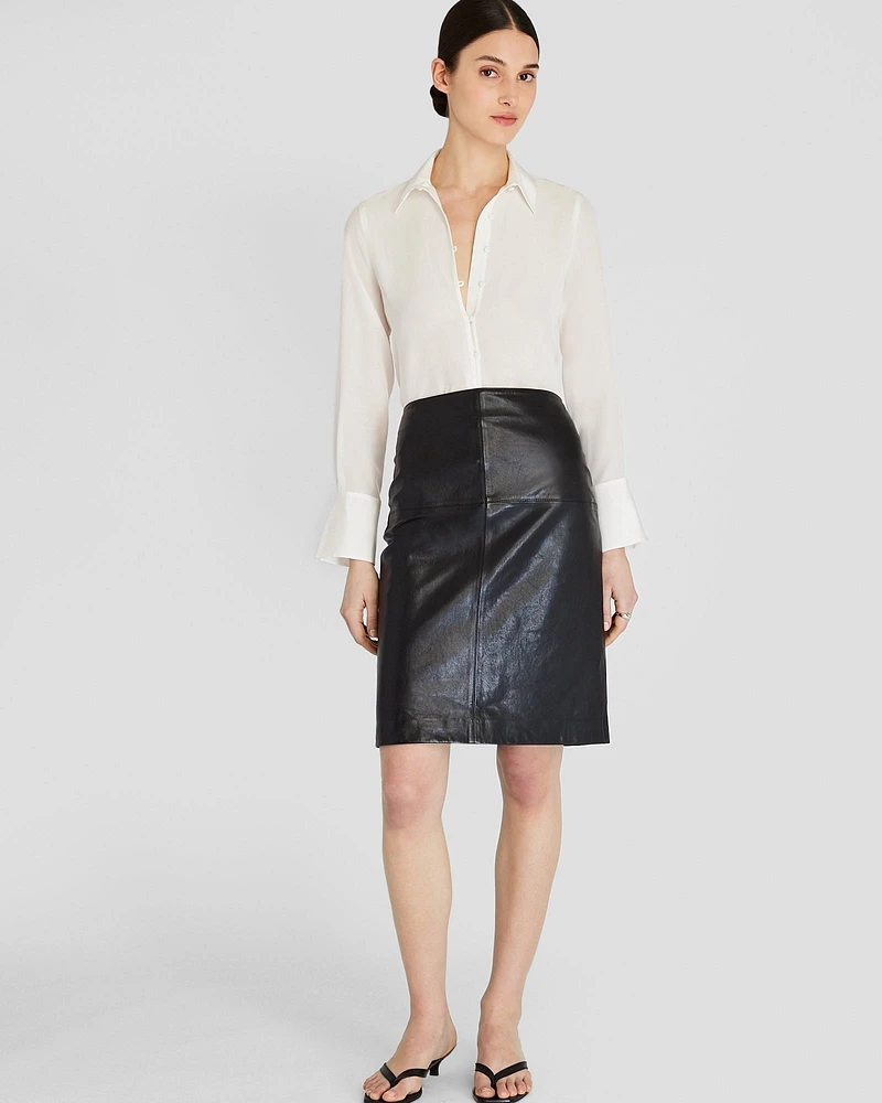 Silk Covered-Button Blouse