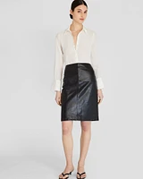 Silk Covered-Button Blouse