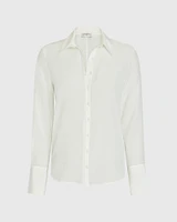 Silk Covered-Button Blouse