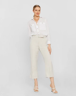 Belted Linen Blend Trouser